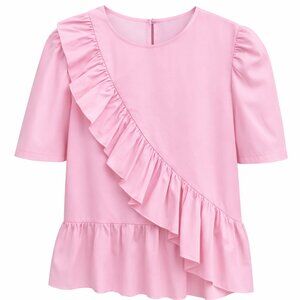 Pink Cotton Ruffle Shirt